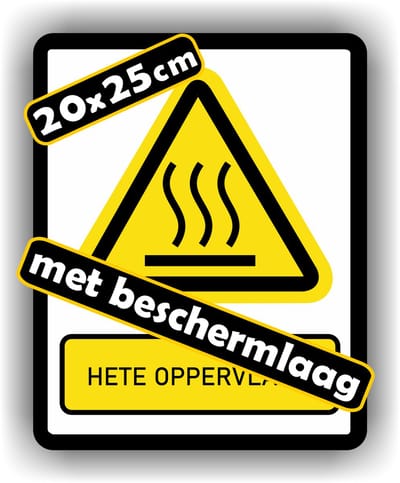 Jerma - Heet oppervlakte - Sticker - ISO norm - 20 x 25 cm - Weerbestendig - Kras bestendig - Vinyl