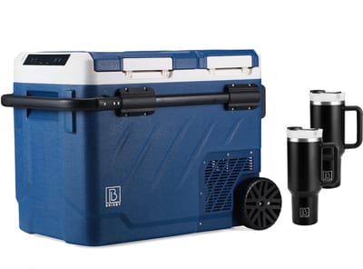 Brisby Profi Dual Zone Compressor Koelbox 49,1 Liter - 12V en 230V - Voor Auto, Boot en Camping Inclusief 2 Thermosbekers