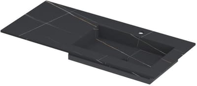 INK Post Wastafel Keramische Slab Envelop Bak Rechts met 1 Kraangat - 1000x450x10 mm - Lauren Black Mat