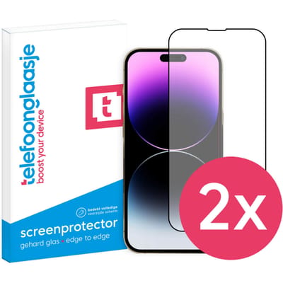 DuoPack: iPhone 14 Pro Max screenprotector gehard glas Edge to Edge