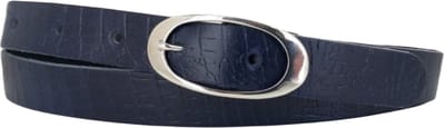 Dames Riem | Vrouwen Riem | Leren Riem | Lederen Riem | Kleur: navy | Zilveren Gesp | 2,5cm breed | Riemmaat: 85cm (totale lengte: 100cm) | 100% echt leer | Nikkelvrije gesp