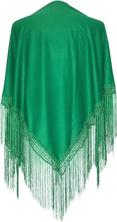 Spaanse manton  - omslagdoek - groen effen bij verkleedkleding of flamenco jurk