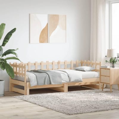 Houten Slaapbank - Logeerbed Bank - Multifunctioneel Gebruik - Massief Grenenhout - 2x 90x200 cm - Natuurlijk