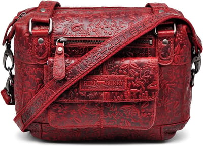 HillBurry Schoudertas met reliëf Bloemenmotief Rood - (bxhxd) ca. 28cm x 19cm x 10cm