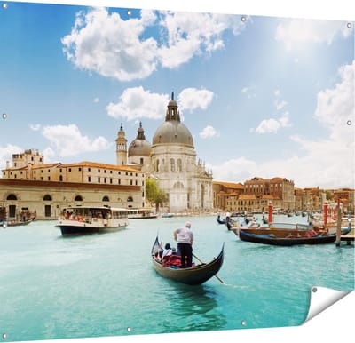 Gards Tuinposter Basiliek San Marco in Veneti� op het Water - 150x120 cm - Tuindoek - Tuindecoratie - Wanddecoratie buiten - Tuinschilderij