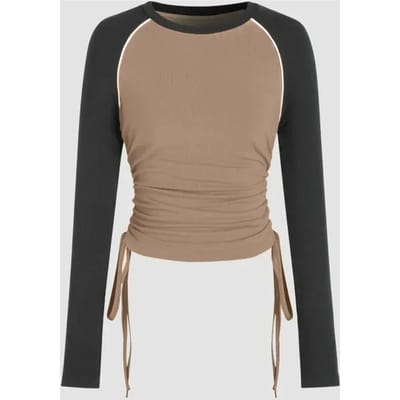 Kleurblok Crew Neck Top