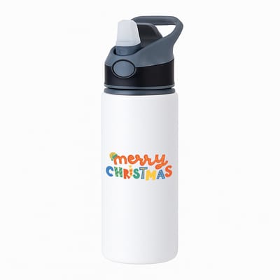 Hacebo® - Kerst merry christmas waterfles met rietje zwart - Kerstmis - Kerst beker - winter - kerst - christmas - kerst cadeau - water fles - 650ML