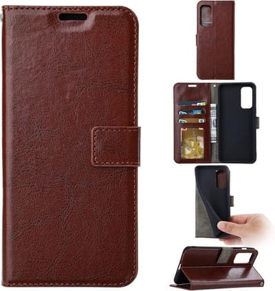 LuxeBass Boekhoesje geschikt voor Oppo A94 - Bruin - telefoonhoes - gsm hoes - telefoonhoesjes