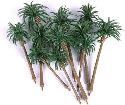 15 Stuks Plastic Kunstmatige Kokosboom Model voor DIY Landschap - 3D Model voor Tropische Regenwoud Indeling in 5 Verschillende Maten