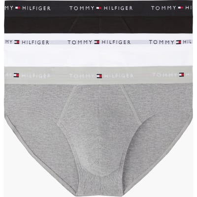Tommy Hilfiger 3-pack Brief Waistband Mid Heather/black/white Size: S | Underpants Outlet | Heren | Zwart