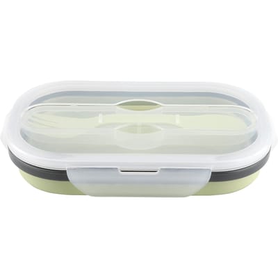 Boîte à lunch pliable en silicone de qualité alimentaire, récipient rectangulaire portable pour le stockage des aliments (vert)