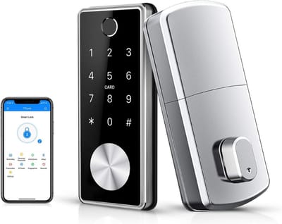 Smart Fingerprint Lock met Toetsenborden Keyless Ingang Deurslot Elektronische Automatische Deadbolt Vingerafdruk Toegangscode WiFi Bluetooth Kaart Sleutel Voor Thuiskantoor Zilver