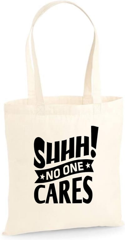 Linnen tas No one cares, Naturel, One Size