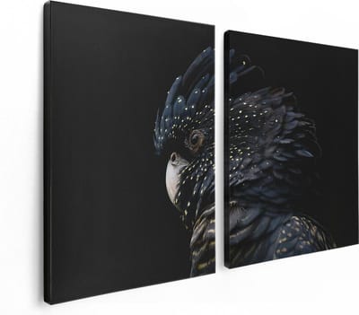 Artaza Canvas Schilderij Tweeluik Zwarte Kaketoe - 120x80 - Foto Op Canvas - Canvas Print