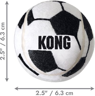 Kong Sport Soccer Balls - Hondenspeelgoed - Zwart Wit 3 stuks M