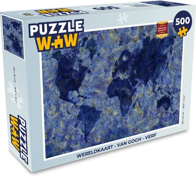 Puzzel Wereldkaart - Van Gogh - Verf - Legpuzzel - Puzzel 500 stukjes
