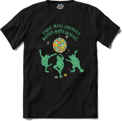 Flower Power - Take More Chances, Dance More Dances - Vintage Aesthetic - T-Shirt - Dames - Heren - Zwart - Maat M