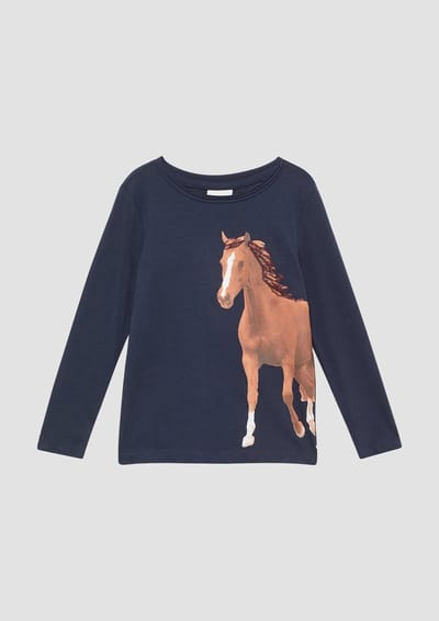 Langarm T-shirt met paardenprint en pailletten meisje s.Oliver