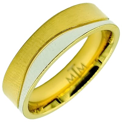 Tesoro Mio Michel – Verlovingsring / Trouwring Man - Edelstaal - Bicolor Kleuren Goud & Zilver – 22 mm / Maat 69