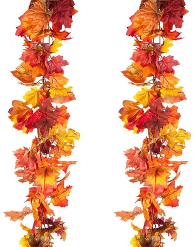 Dailygoods- Kunstmatige Bladeren - 2 Stuks Slinger - Herfst Esdoornbladeren - Nep Bladeren - Indoor/Outdoor Decoratie - Hoogwaardig Materiaal - Decoratieslinger