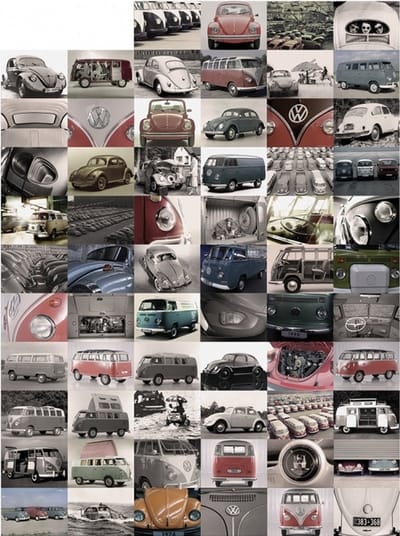 DIY fotobehang - Vintage auto - Volkswagen - 1Wall - Muurstickers - Creatief Fotobehang - Plak hoe je wil - 27 x37 cm