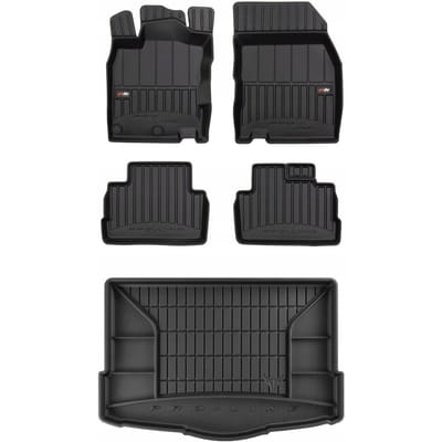 FROGUM PROLINE 3D Set - Rubberen Automatten + Kofferbakmat - Geschikt voor NISSAN QASHQAI II (2013-2021) - Lage laadvloer - Zwart