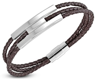Montebello Armband Calvin E - Leer - 316L Staal - Magnetisch - 9mm - 22cm