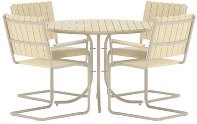 Holmsund tuinmeubelset tafel 100x100cm 4 stoelen beige.