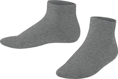 FALKE Family kort eenkleurig katoen sneakersokken enkelsokken kinderen grijs - maat 23-26