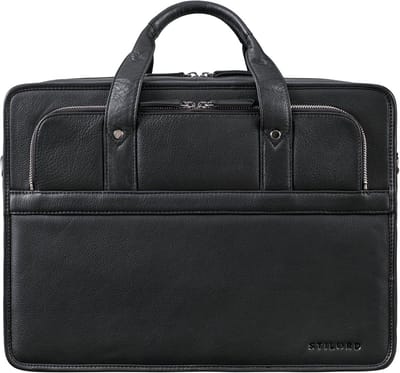 Leren Aktetas Heren & Dames - Ruime 15.6 Inch Laptoptas A4 - Vintage Schoudertas Zwart