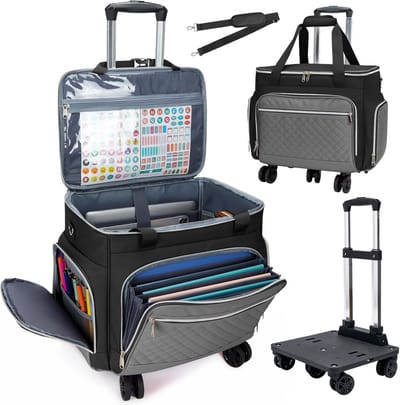 Verrijdbare Laptoptas voor Leraren met 15 Vakken - Zwart - Ideaal voor Schoolbenodigdheden