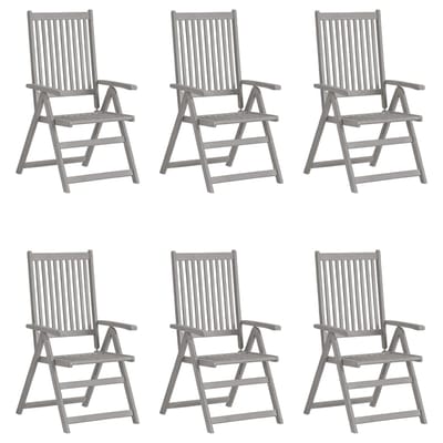 vidaXL - Tuinstoelen - 6 - st - verstelbaar - met - kussens - massief - acaciahout