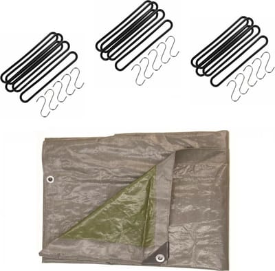 Talentools - Afdekzeil grijs 6 x 4 meter met 20 spanrubbers en S-haken