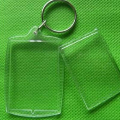 100 Stuks Fotolijst Sleutelhanger Rechthoekig Transparant Acryl Draagbare Foto Insteek Sleutelhanger voor Kantoor Zaken School green