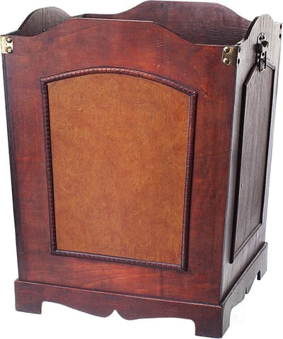 Antiek Houten Afvalblik met Handvat - Decoratieve Vuilnisbak voor Thuis of Kantoor