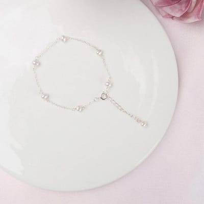 Bracelet chaîne en argent sterling 925 véritable pour filles et femmes, 4-5 mm, mini perles d'eau douce naturelles, bijoux cadeaux, vente en gros 17cm blanc