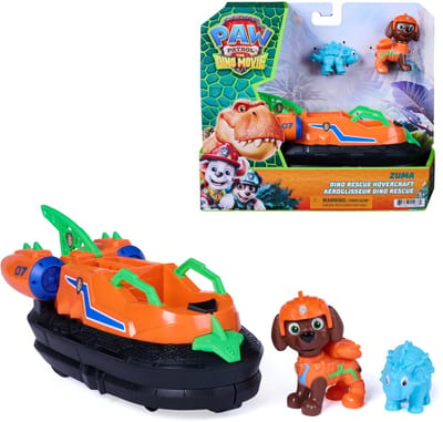 PAW Patrol - De Dino Film - Zuma Dino Rescue-hovercraft met uitschuifbare reddingsklauw, verzamel 2 actiefiguren en een voertuig