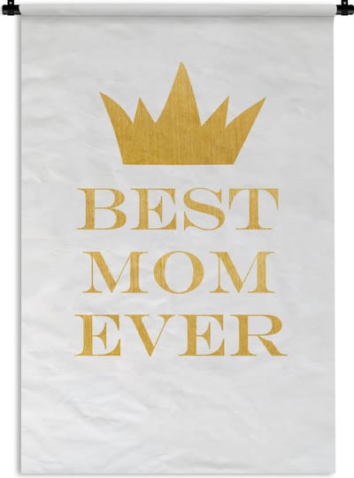 Wandkleed Moederdag - Moederdag cadeau / moederdag geschenk Best mom ever - cadeau voor de liefste mama Wandkleed katoen 60x90 cm - Wandtapijt met foto
