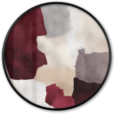 Poster in lijst Rond - Fotolijst 60x60 cm - Posters - Abstract - Kleurbakken - Rood - Ronde posterlijst zwart - Decoratie - Wanddecoratie woonkamer - Muurdecoratie slaapkamer