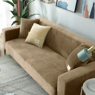 Fluwelen Elastische Bankhoezen 1/2/3/4 Zitplaatsen Effen Bankhoes L-vormige Bankhoes Beschermer Bankhoezen 2 SEAT (145-185CM)