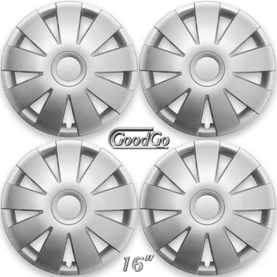 GoodGo Wieldoppen set NINJA-S 16 inch in zilver. Set a 4 stuks (CONTROLEER UW BANDENMAAT en lees a.u.b. de onderstaande, uitgebreide tekst!)