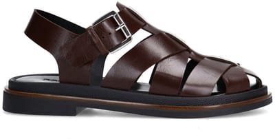 Sacha - Dames - Donkerbruine leren sandalen - Maat 36