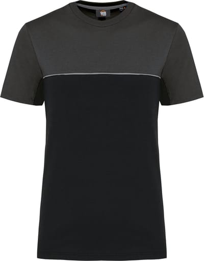 WK. Designed To Work Ecologisch tweekleurig uniseks T-shirt met korte mouwen WK304 - Black / Dark Grey - XL