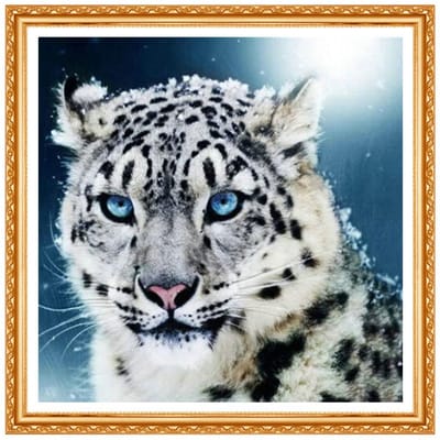 Sneeuwluipaarden 5D Diamond Painting Cross Stitch Crystal ronde Sets Unfinish Decor Diamond Borduren 20X30CM gray
