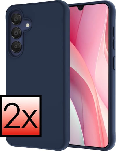 Hoesje - 2 Stuks - Geschikt voor Samsung Galaxy A15 - Sterk & Shockproof - Case Siliconen - Back Cover - Telefoon Hoes - Donkerblauw