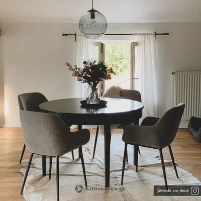 Armleunstoel 2st Silla Koon grijze fauteuille zwart metaal onderstel Kona