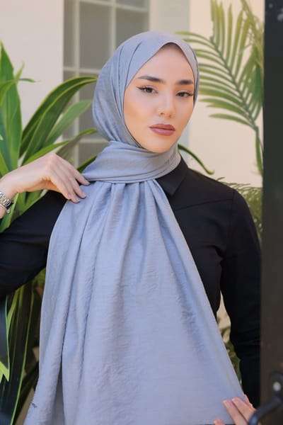 SILK HOME Olinda Sjaal – Hoofddoek - Hoofddeksel - Hijab - Grijs – Zijdezachte Textuur – 75x195 cm