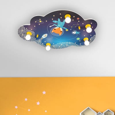 Elobra Plafondlamp afbeelding wolk Space Mission, blauw
