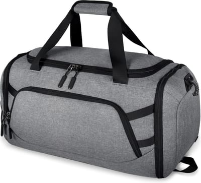 Sporttas 40l-55l voor mannen en vrouwen met schoenenvak en natte tas - weekendtas voor sportschool, zwemmen, yoga - zwart Grijs 55L