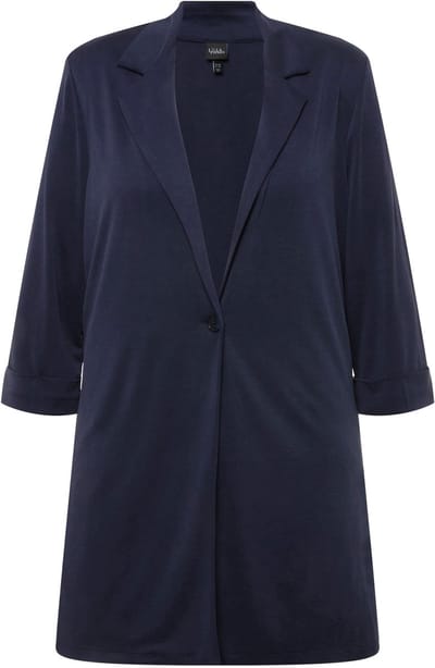 Ulla Popken - Dames - Jersey blazer reverskraag 3/4-mouwen modalmix - Marine - Maat 46+